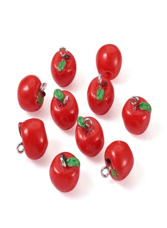 Craftdady 10Pcs Red Apple Fruit Charms Resin Lovely Food Fruit Pendants Links Hanging Ornaments for Earring Bracelet Necklace Key Chain Jewelry Crafts Making - Image 1